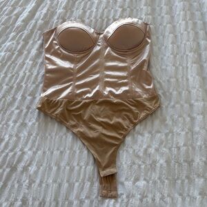 Lulu's Shiny Nude Bodysuit